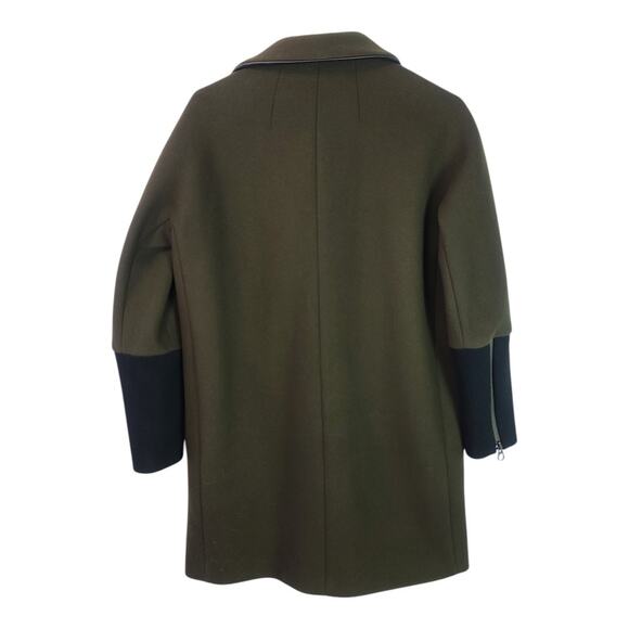 Madewell City Grid Olive Green Black Offset Zip Up Wool Blend Lined Coat Jacket - Picture 3 of 5